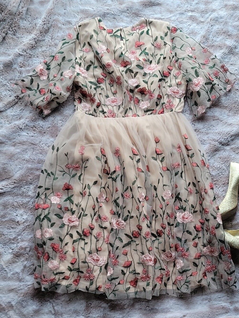 Baltic Born Blush Pink Floral Embroidered Dress Dutchess Rose Tulle - Picture 5 of 5
